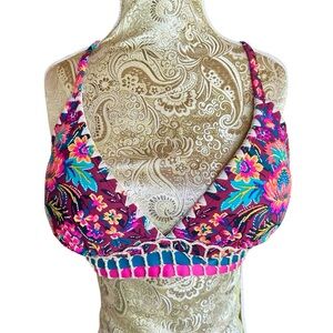 Sexy Colorful Boho Floral Bralette Halter Bikini Beach Bohemian Top Size D/DD